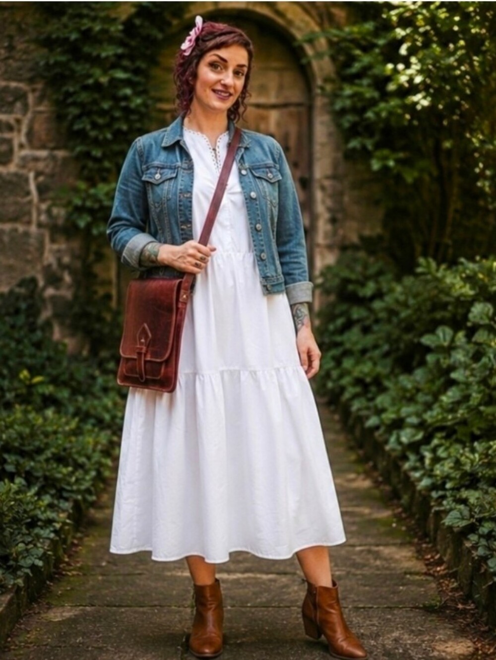 Who What Wear White Cotton Tiered Maxi Dress Puff Sleeve Cottagecore Size L